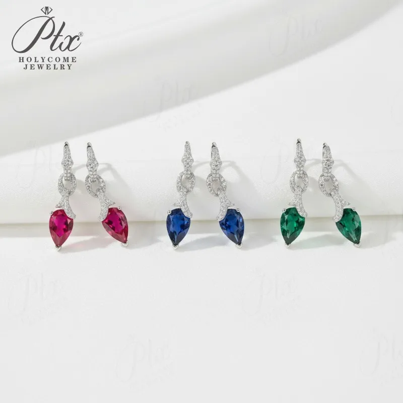 

Длинные серьги по индивидуальному заказу с основным 3,5-5,8 карата с грушевидным рубином и сапфиром Colombia Side Moisanite S925 для влюбленных, легкий роскошный подарок для мамы