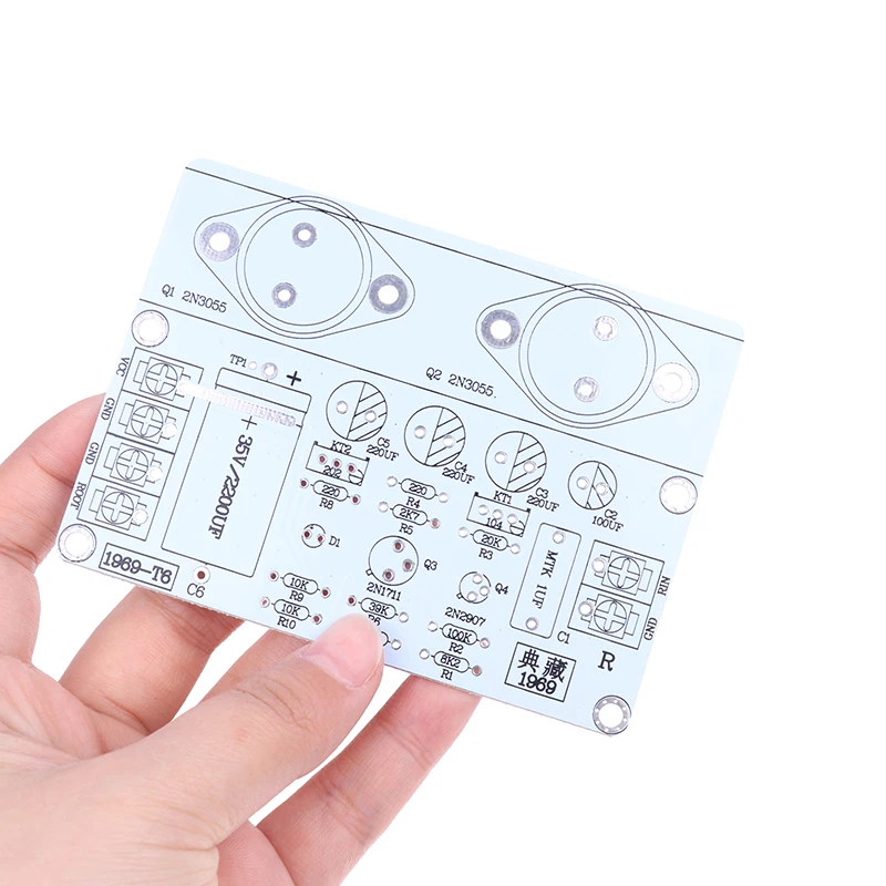 1pc Hood 1969 Classic Circuit Design Audio Amplifier Board 10*7.4cm PCB Two Channel HiFi Class A Power Amp 0.8~1.8A Adjustable image 3