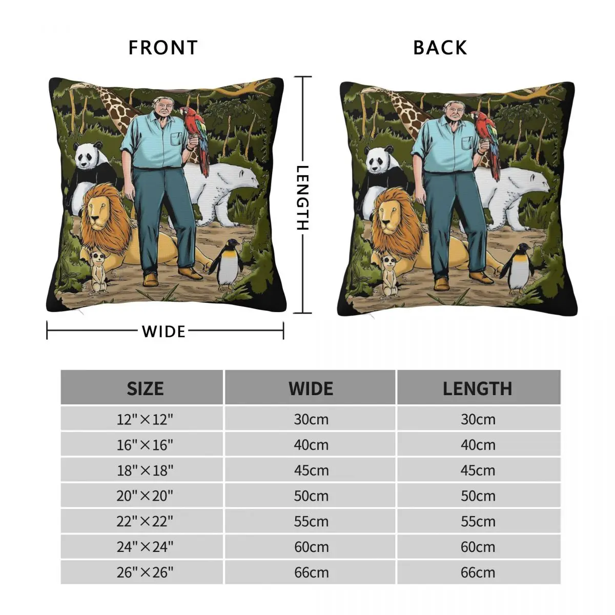 David Attenborough Save Our Planet Pillowcase Polyester Linen Velvet Pattern Zip Decorative Home Cushion Case