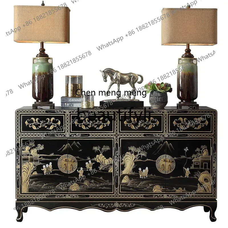 

N178 G New Chinese-style entrance solid wood partition decoration living room side cabinet view table dining side cabinet