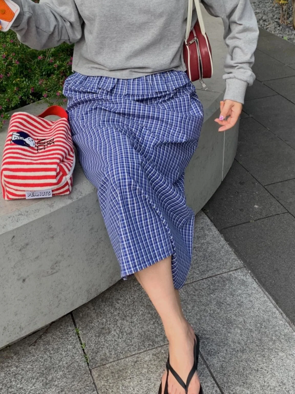 Retro Floral Print Half Skirt with Elastic Waist Back Split for Bloggers Korean Style  Country Style Spring Autumn Winter