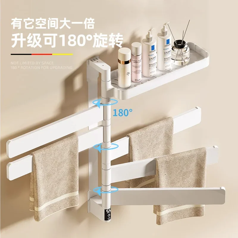 رف المناشف الذكي، بدون ثقب، تسخين وتجفيف ضيق للغاية، رف دوار، رف المناشف. #2