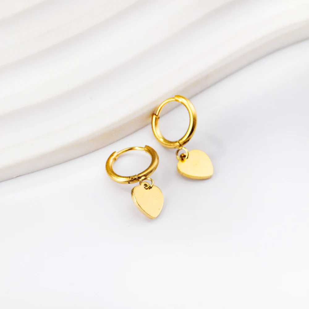 LUXUKISSKIDS Punk Smile Face Gold/Steel Color Drop Earrings Simple Hiphop Round Pendients Fashion Clips For Man/Woman/Girls