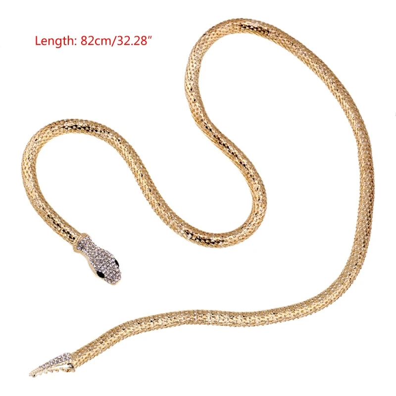 Snake Choker Necklace Retro Adjustable Snake Shape Collar Necklace Curved Design for Rhinestone Halloween Jewelry for Women