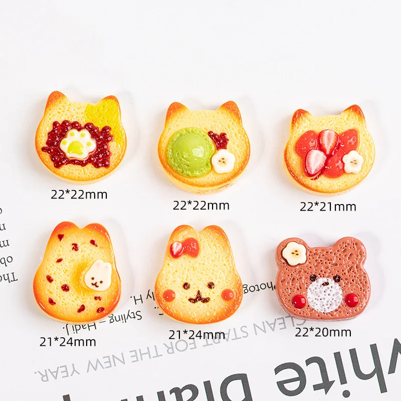 20pcs Random Cute Animal Bread Resin Charms - Flat Back DIY Craft Supplies for Hair Accessories, Phone Cases & Shoe Decor