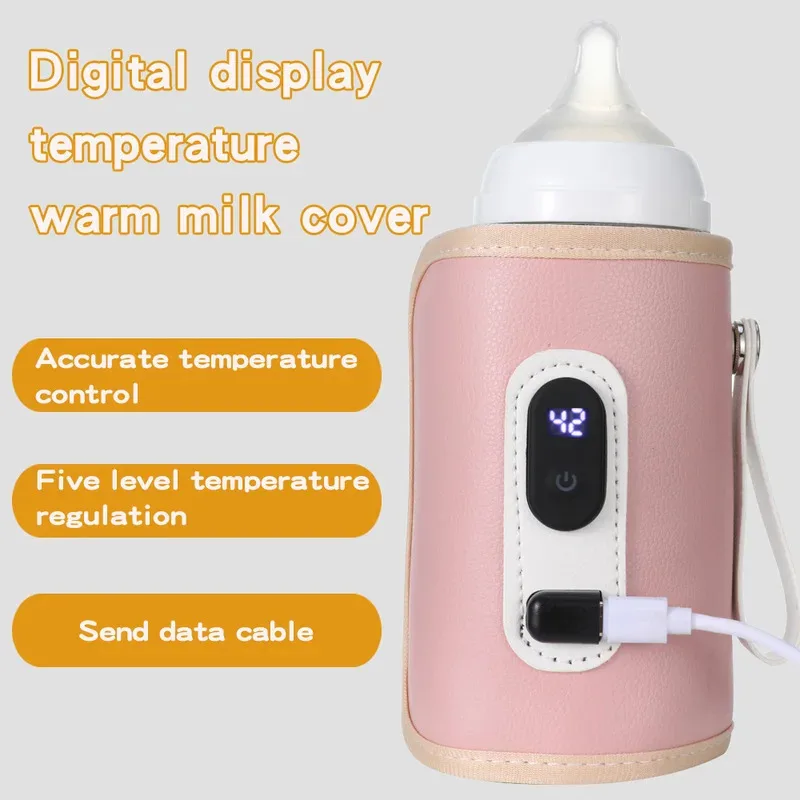 USB Baby Milk Bottle Thermal Bag Universal Digital Display Nursing Bottle Heater Portable Baby Milk Heat Keeper for Traveling