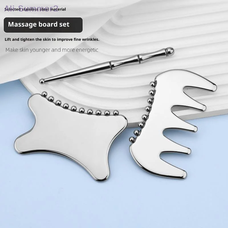 {MX} Stainless Steel Body Massage Tools Face Gua Sha Board Acupressure Stick Neck Back Scraping Plate SPA Guasha Scraper