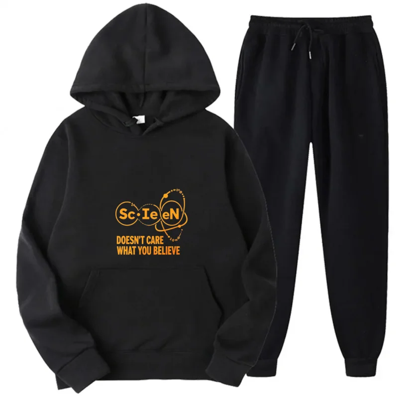 مجموعة هوديي رمادية + العلوم لا يهتم ما تعتقد النمط والنص المطبوع #2