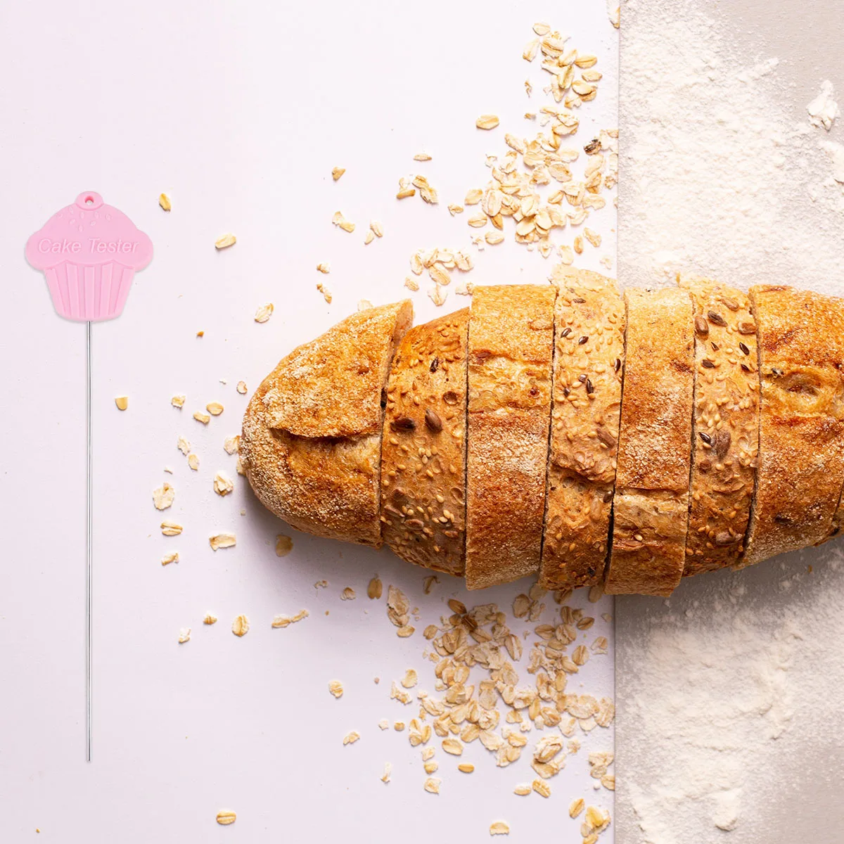 

2Pcs Stainless Steel Cake Testing Needle Premium Baking Tool with Non-Slip Silicone Decorative Handle for Safe Easy Use in Cake