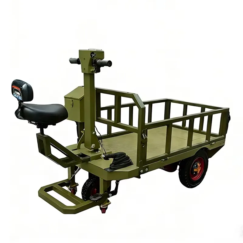 Electric Flatbed Trucks Battery-Powered Heavy Duty Metal 3-Wheel Platform Transport Trolley Carts 1000kg Load Capacity