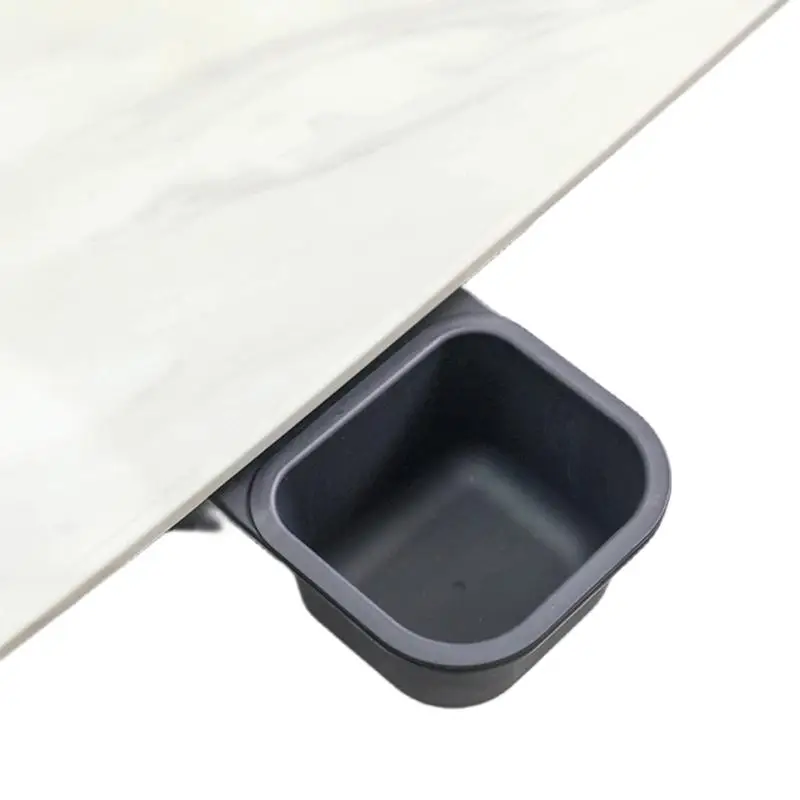 E8BD Black Rotating Desktop Waste Bin Feature Simple Open Close Mechanism Desk Waste Bin For Kitchen And Desk Organization