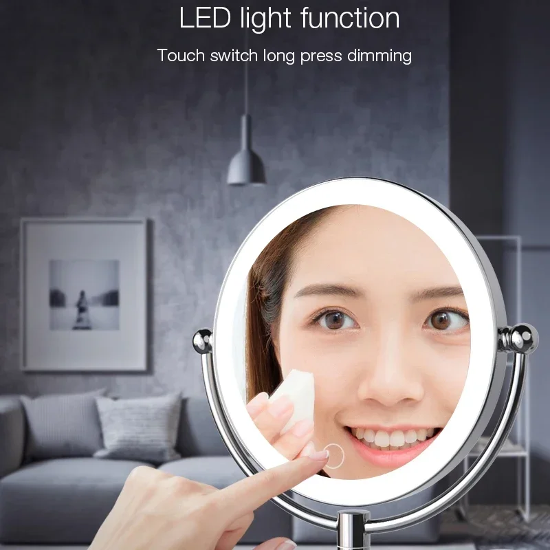 Picture 6: Wall Mount Led  Lighting Makeup Vanity Mirror 8 Inch 1X/10X Magnifying Bathroom Mirror Quality Folding LED Bathroom Mirrors