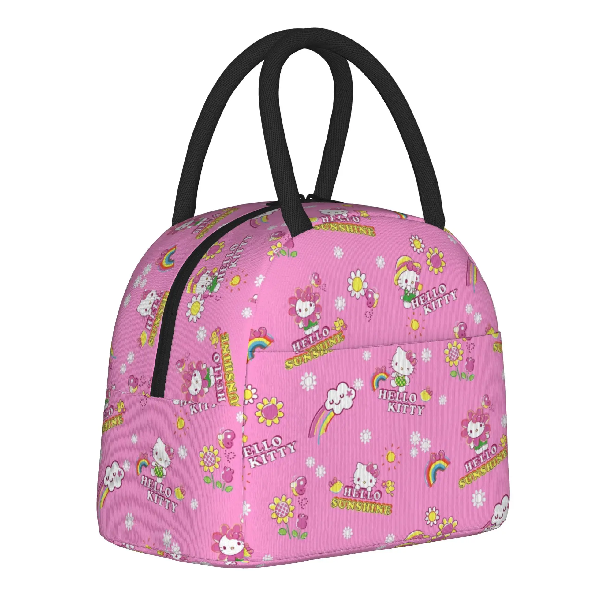 

Sunshine Hello Kitty Insulated Lunch Bags Large Kawaii Cartoon Lunch Container Thermal Bag Tote Lunch Box Travel Bento Pouch