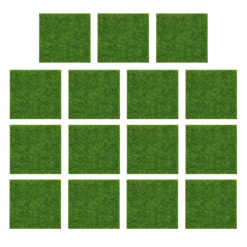 

15pcs 15X15Cm Artificial Moss For Balcony Fake Grass Squares Realistic Miniature Garden Turf Rug Outdoor Grass Carpet Dog Turf