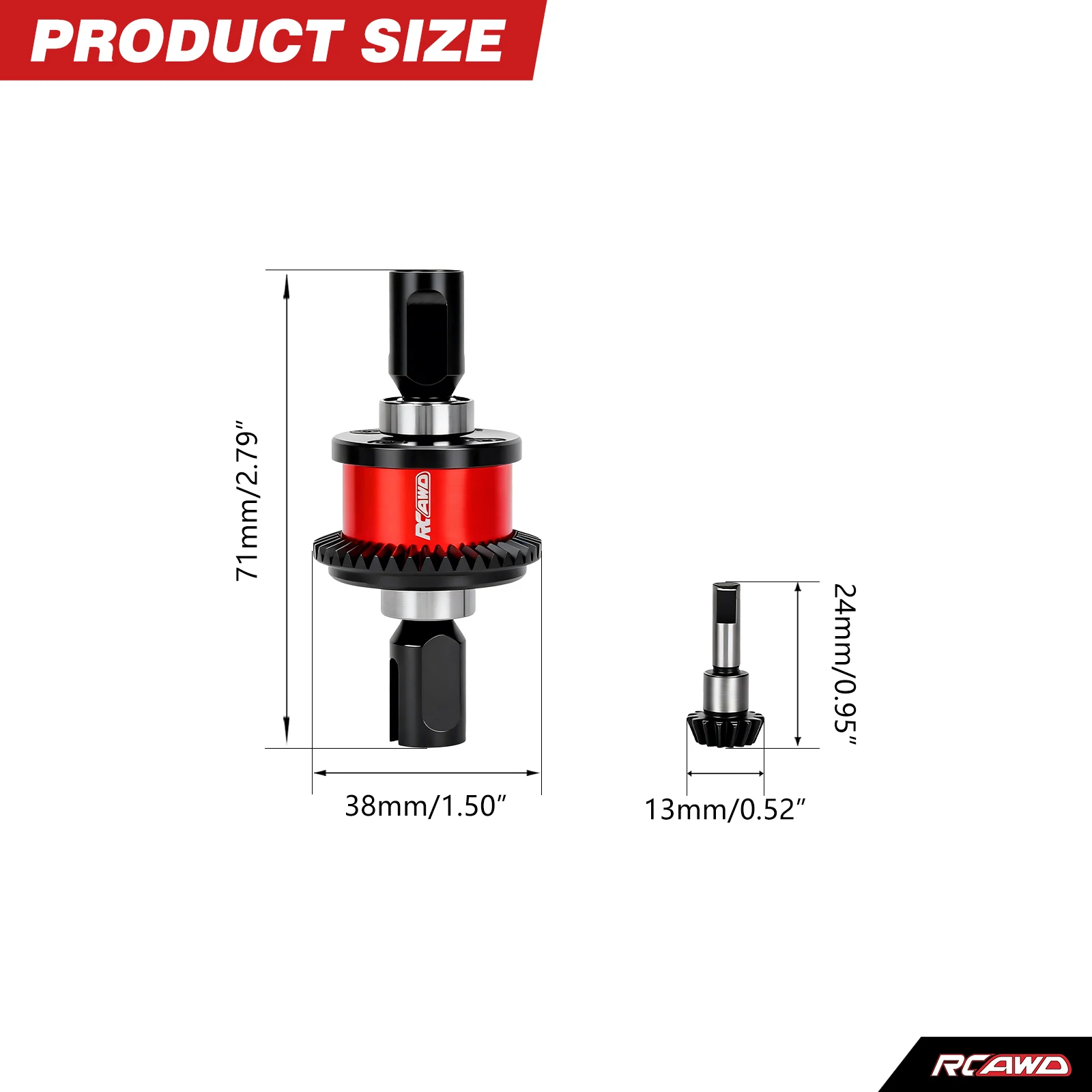 RCAWD Front Rear 42T 15T Differential Set with Slipper Kit for Arrma 1/7 LIMITLESS 8S ARA7816 EXB Diff Input Gear Upgrades Parts