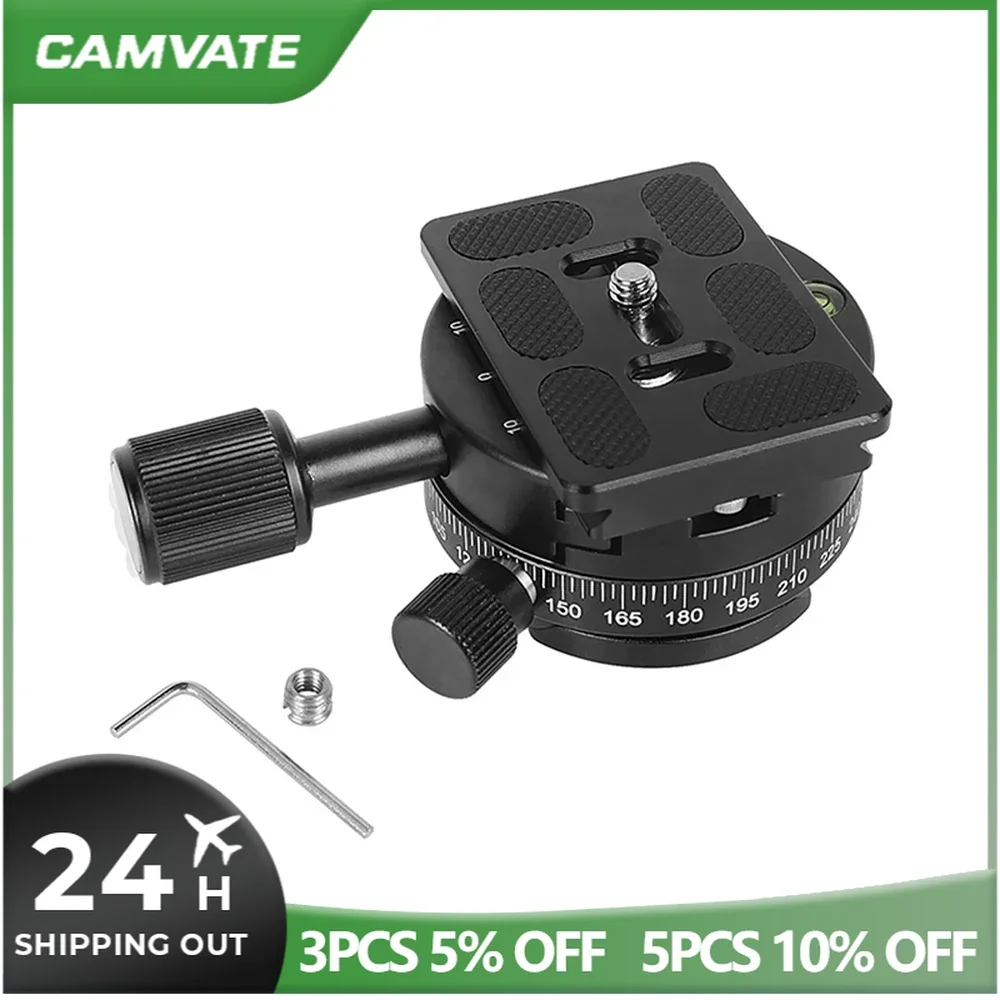 CAMVATE Arca Style Swiss Standard 38mm 360 ° rotante panoramica treppiede montaggio testa Kit piastra a sgancio rapido per treppiede fotocamera