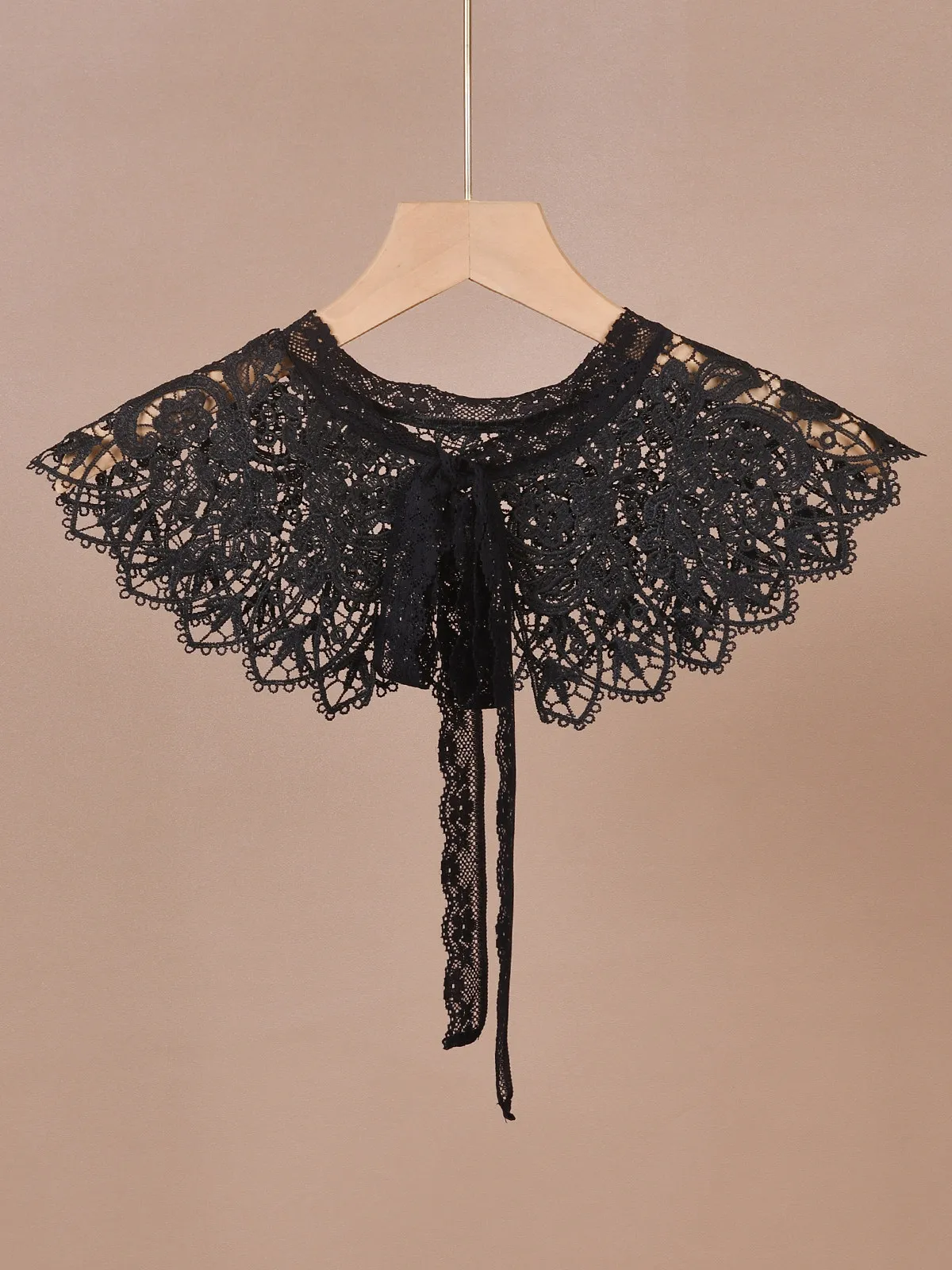 Princess Style Openwork Lace Embroidered False Collar Tie Front Decorative Shawl For Girls Teens Versatile Accessory For Dresses