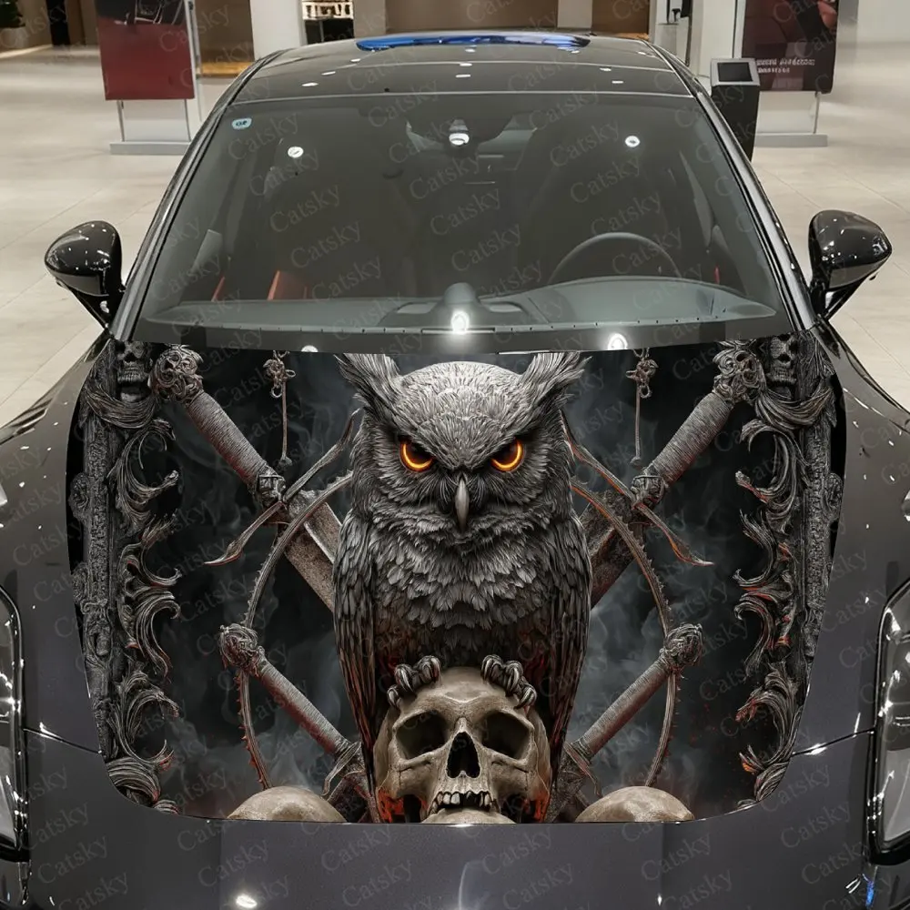 

Виниловая пленка Nether Mist Bone Pile Owl Emperor для автомобиля, водонепроницаемая наклейка на капот из ПВХ, самоклеящиеся устойчивые к царапинам наклейки