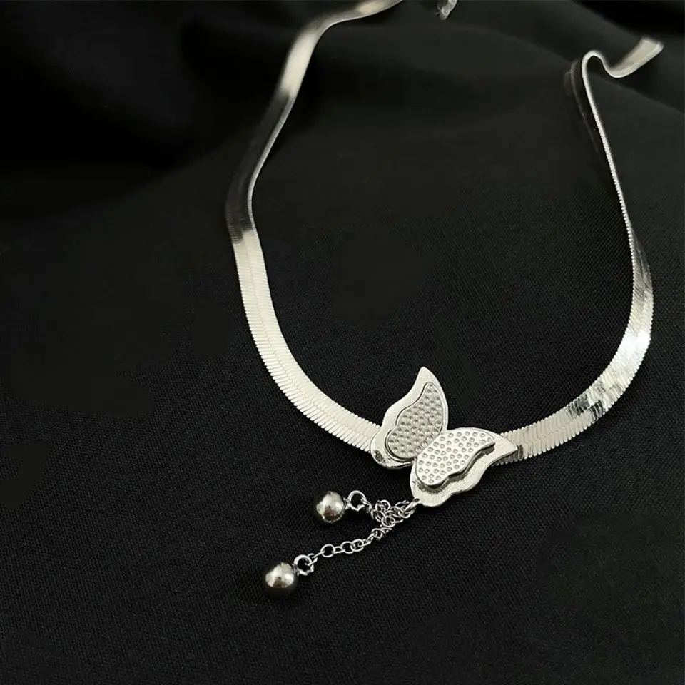 

S925 Sterling Silver Vintage Flat Snake Bone Chain Necklace
