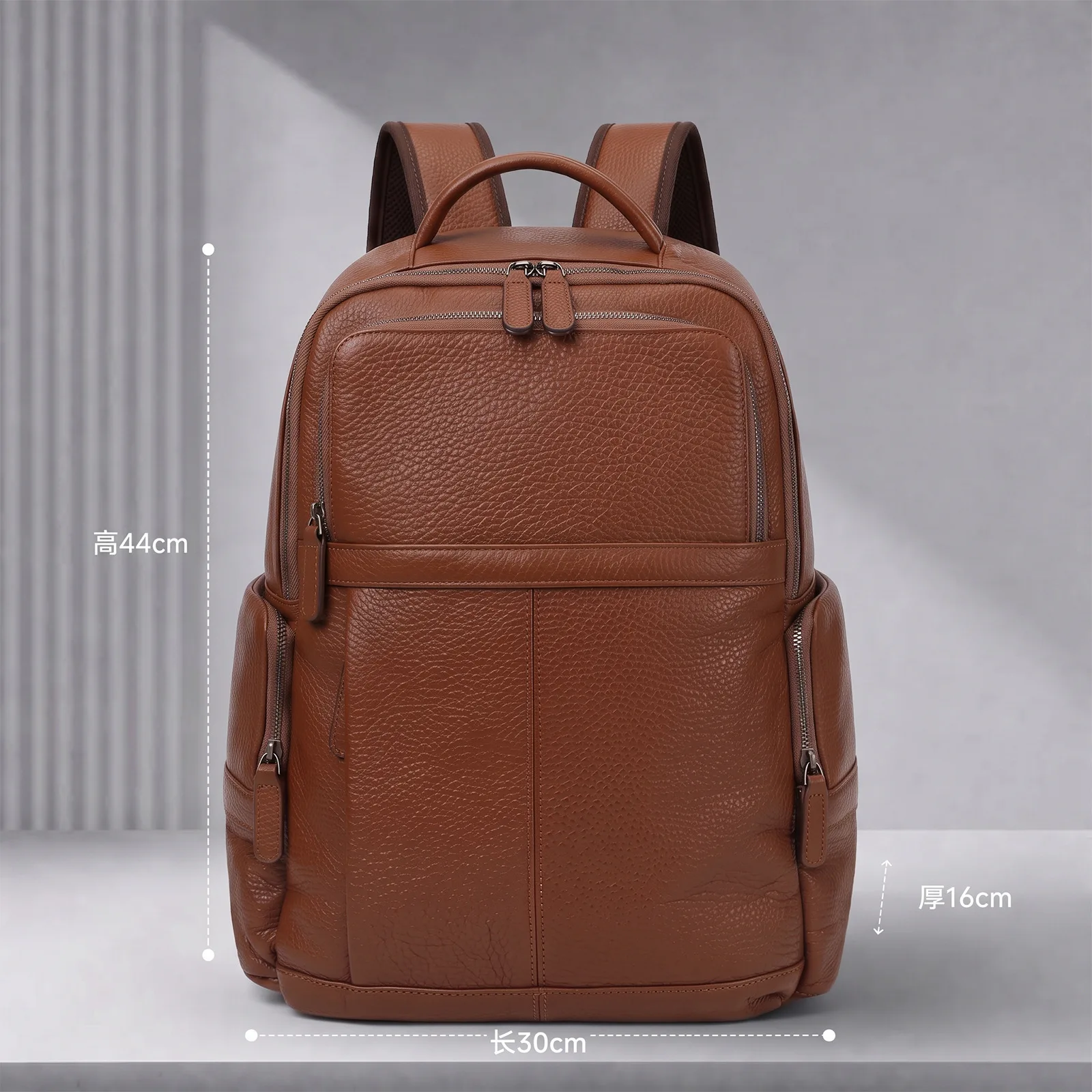 Genuine Leather Laptop Backpack for Men, Top Grain Cowhide Business Travel Rucksack, Large Capacity Commuter Bag