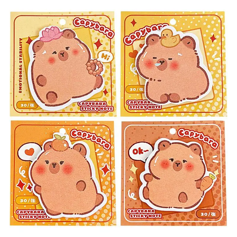 30 Sheets Kawaii Capybara Special-shaped Sticky Note Cute Cartoon N Times Posted High Appearance Level Creative Memo Pad