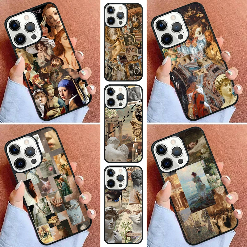 Renaissance Famous painting Collage Phone Case For iPhone 17 Air 16 15 16e 14 Pro 11 13 12 Max Plus Cover Capa