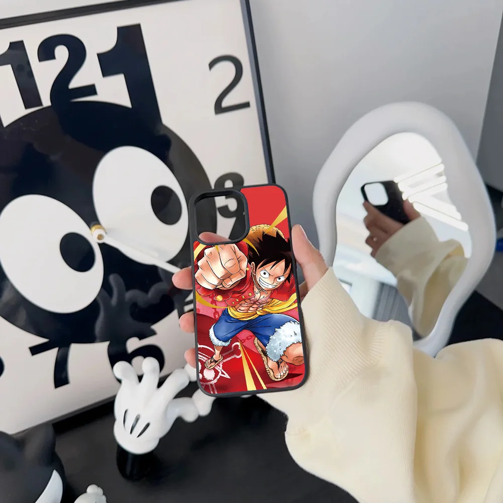 Anime ONE PIECE L-Luffy Phone Case For IPhone 11 12 13 14 15 16 Plus Pro Max Mirror Acrylic PC TPU Cover