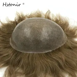 Hstonir – perruque toupet pour hommes, cheveux indiens Remy, prothèse capillaire, système capillaire, Baroque, cheveux naturels, H082