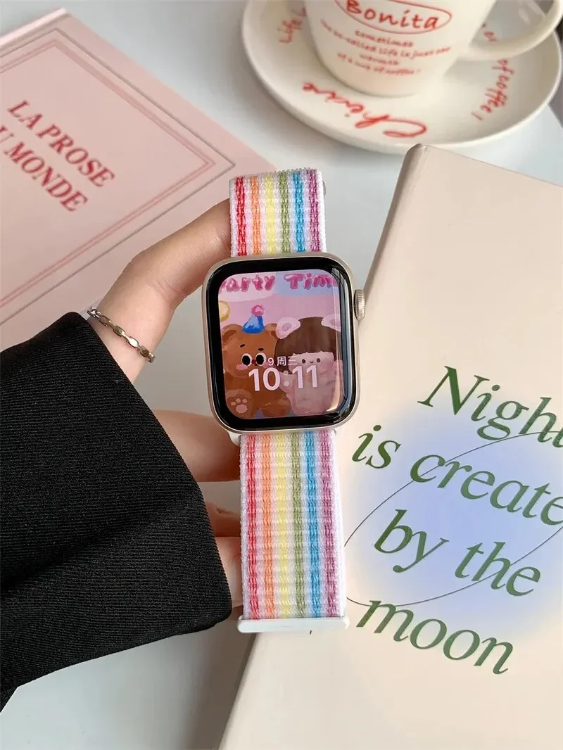 Нейлоновая петля для Apple Watch Band Ultra-2 49 мм 44 мм 40 мм 45 мм 41 мм 38/42 Sport Pride Браслет iwatch Series 9 8 se 7 6 5 4 3 Ремешок