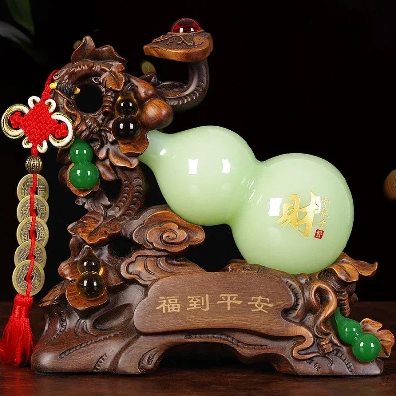 

Feng Shui Resin Gourd Ornaments Lucky Attract Wealth Home Living Room TV Cabinet Store Decoration