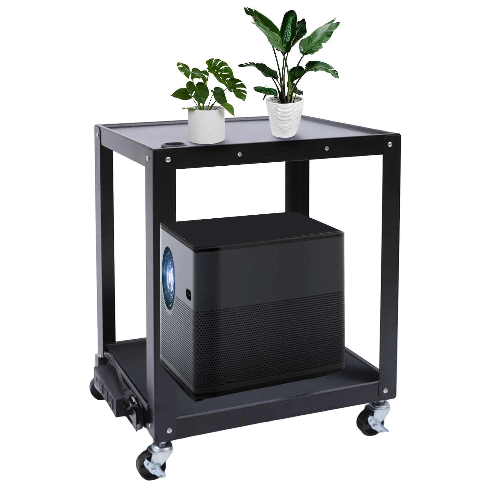 Cart Media Cart with Power Strip Presentation Cart with 2 Shelves & Wheels Duty Av Cart Fit for Offices and Schools