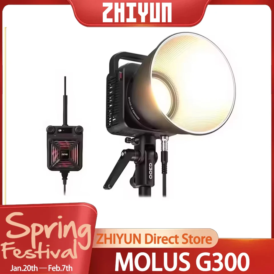 ZHIYUN MOLUS G300 300W COB LED Light 2700K-6500K Video Lights APP Control Camera Light 500W Bi-color Lamp Photography Lighting