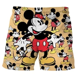 MINISO Disney Mickey Minnie Men's Beach Breathable Casual Shorts Hawaiian Vacation Shorts Girls Boys Harajuku Kids/Adult