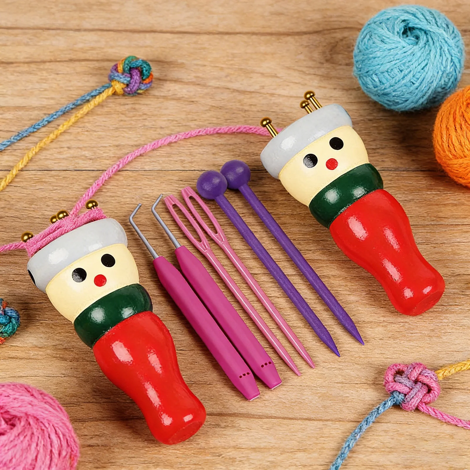 2pcs Yarn Winder Portable Wooden Braiding Tool Professional Macrame Helper for DIY Crafting Beginners Durable Kit