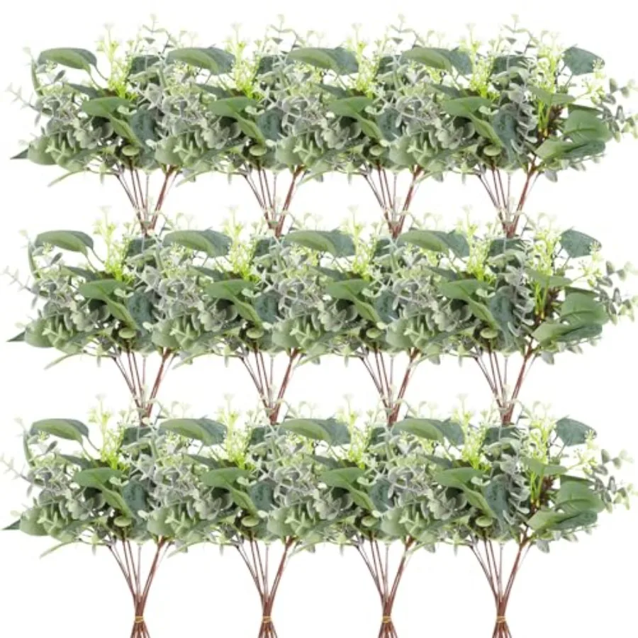 

Artificial Eucalyptus Stems Bulk Faux Silver Dollar Leaves for Vase Bouquets Baby Eucalyptus Leaves for Family Wedding Center F