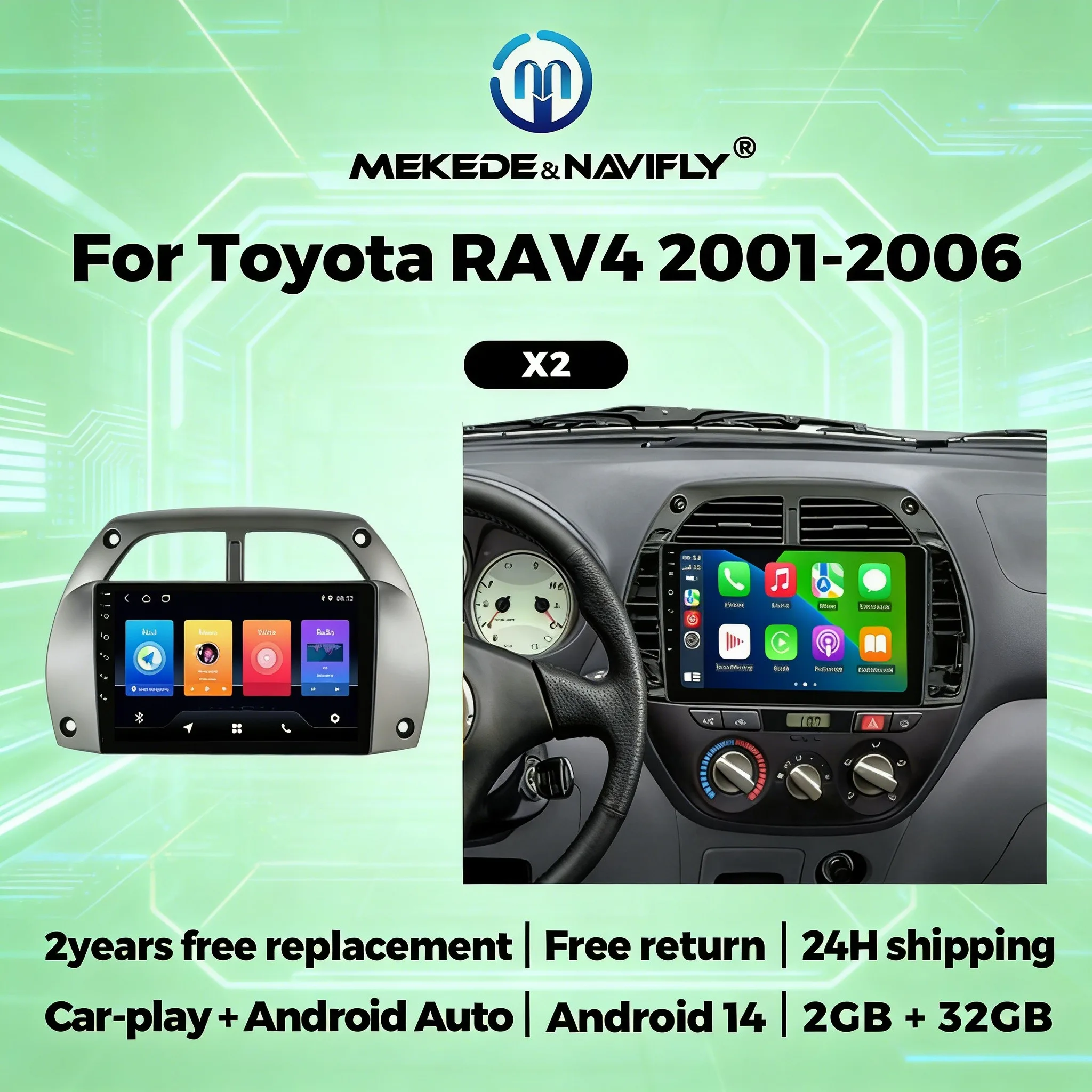 

2Din беспроводной CarPlay Android Auto для Toyota RAV4 Rav 4 2001-2016, автомобильная магнитола, мультимедийный плеер, GPS-навигация, WIFI, BT, DSP