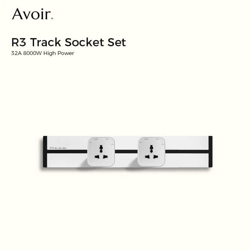 Avoir White Wall Mounted Track Socket Dustproof Wall Outlet Multiple Plugs Rail Socket Power Plug Adapter Kitchen Office Home EU