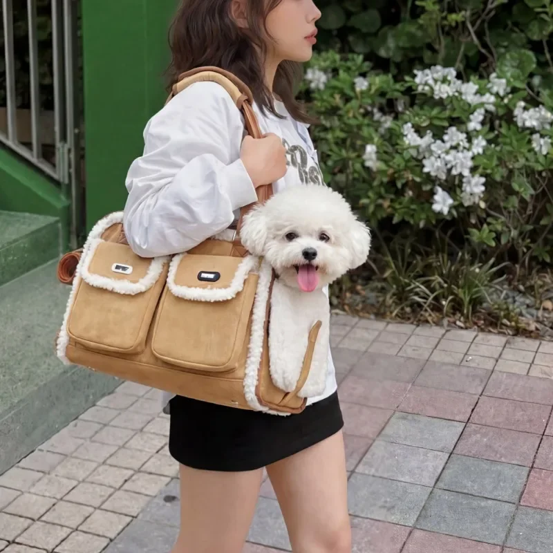 FurStarWaterproof Fleece Lined Pet Bag For Maltese Bichon Small Dogs Cats Outdoor Travel Waterproof Fleece Lined Pet Shoulder Ba