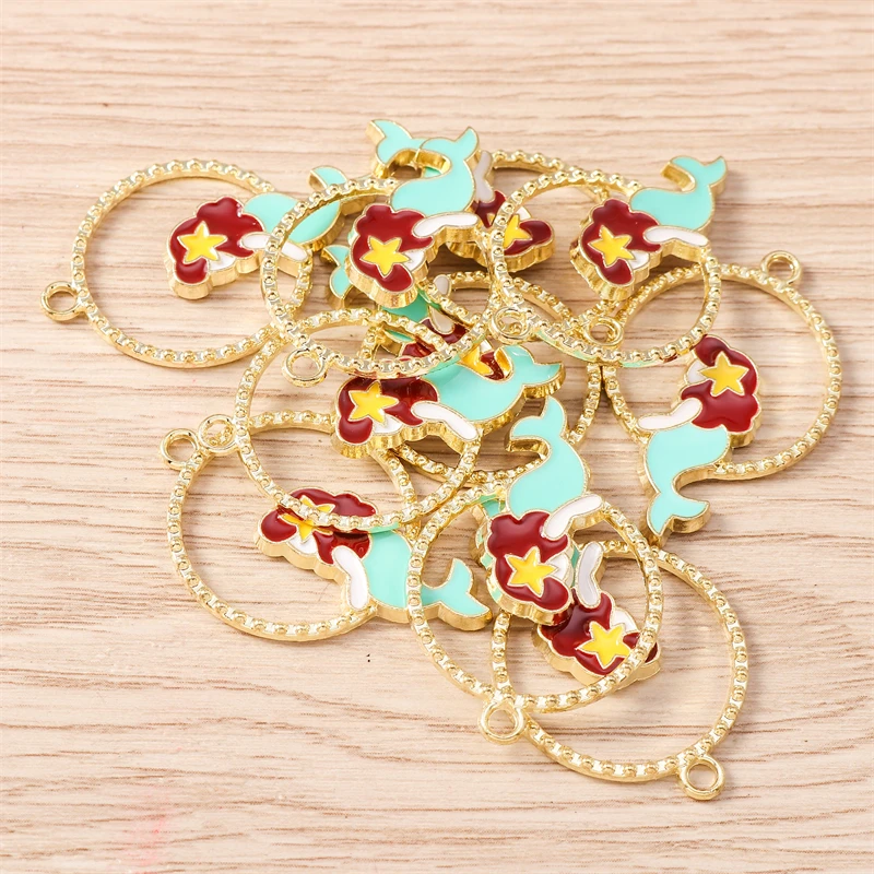 

10pcs 22x33mm Cute Enamel Mermaid Charms Pendants for Jewelry Making Drop Earrings Necklaces Bracelets DIY Crafts Accessories