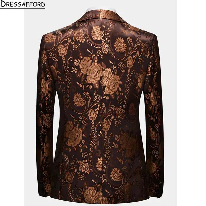 Printed Slit Mens Suits 3 Piece Black Shawl Lapel Formal Groom Tuxedos for Wedding Groomsmen Suits Men (Blazer+Vest+Pant)