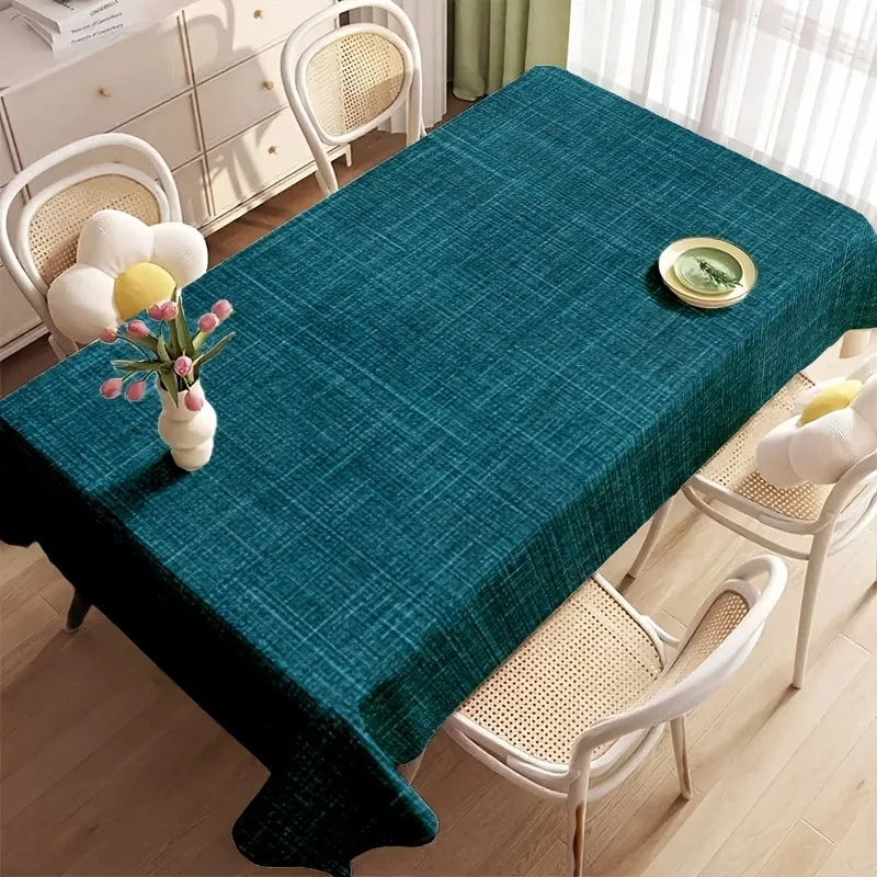 2D Tablecloth, 1pc Tablecloth, Perfect Gift, Soft, Stylish, and Beautiful Teal Plaid Tablecloth, Machine Washable, Protects Table Surfaces, Suitable for Dining Tables, Coffee Tables, Desks, Picnics, Outdoor Dining, Camping Tables, Elegant Living