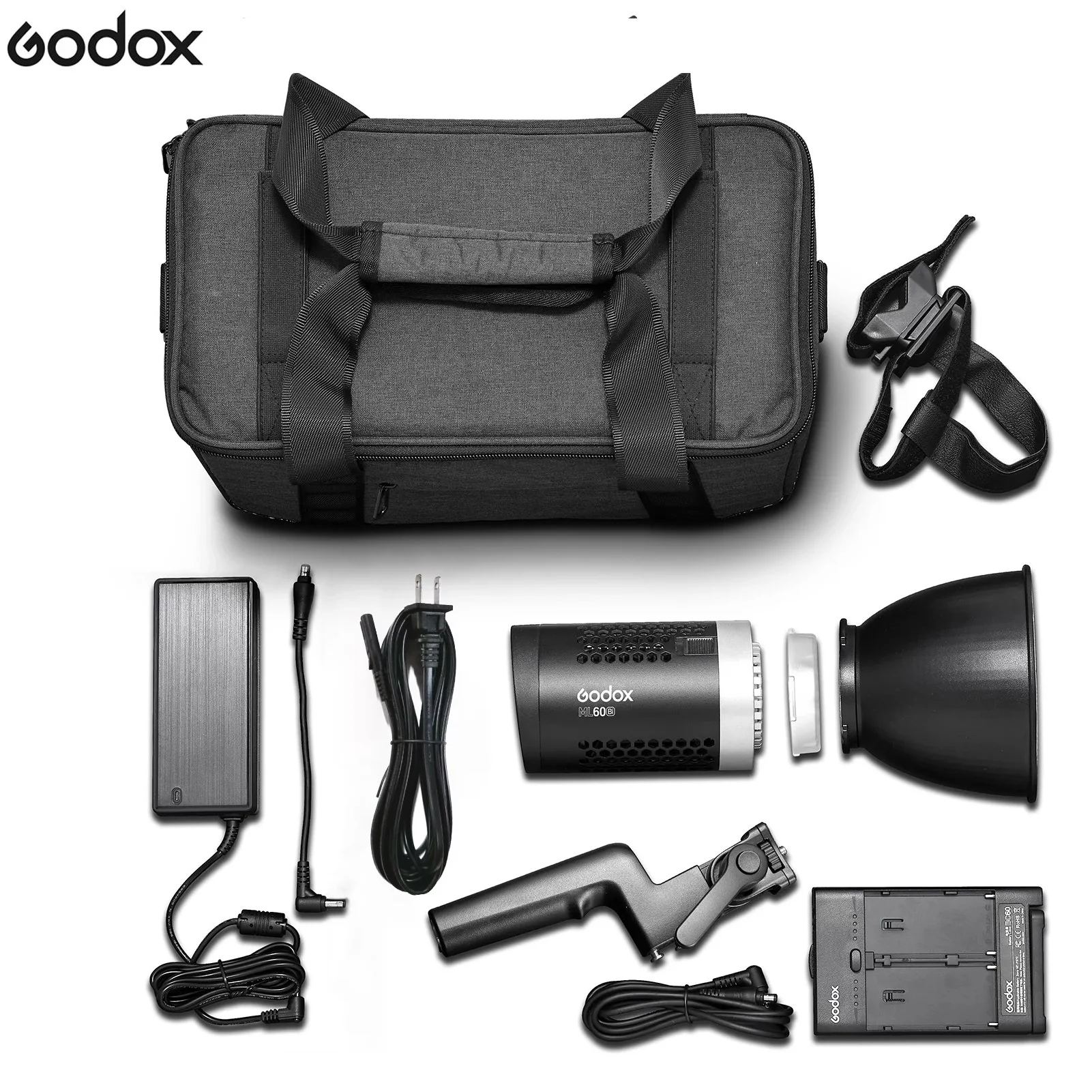 

Godox ML60Bi 60W Bi-Color Temperature 2800-6500K CRI96 TLCI97 Godox Mount with Handle Grip LED Studio Photography Light