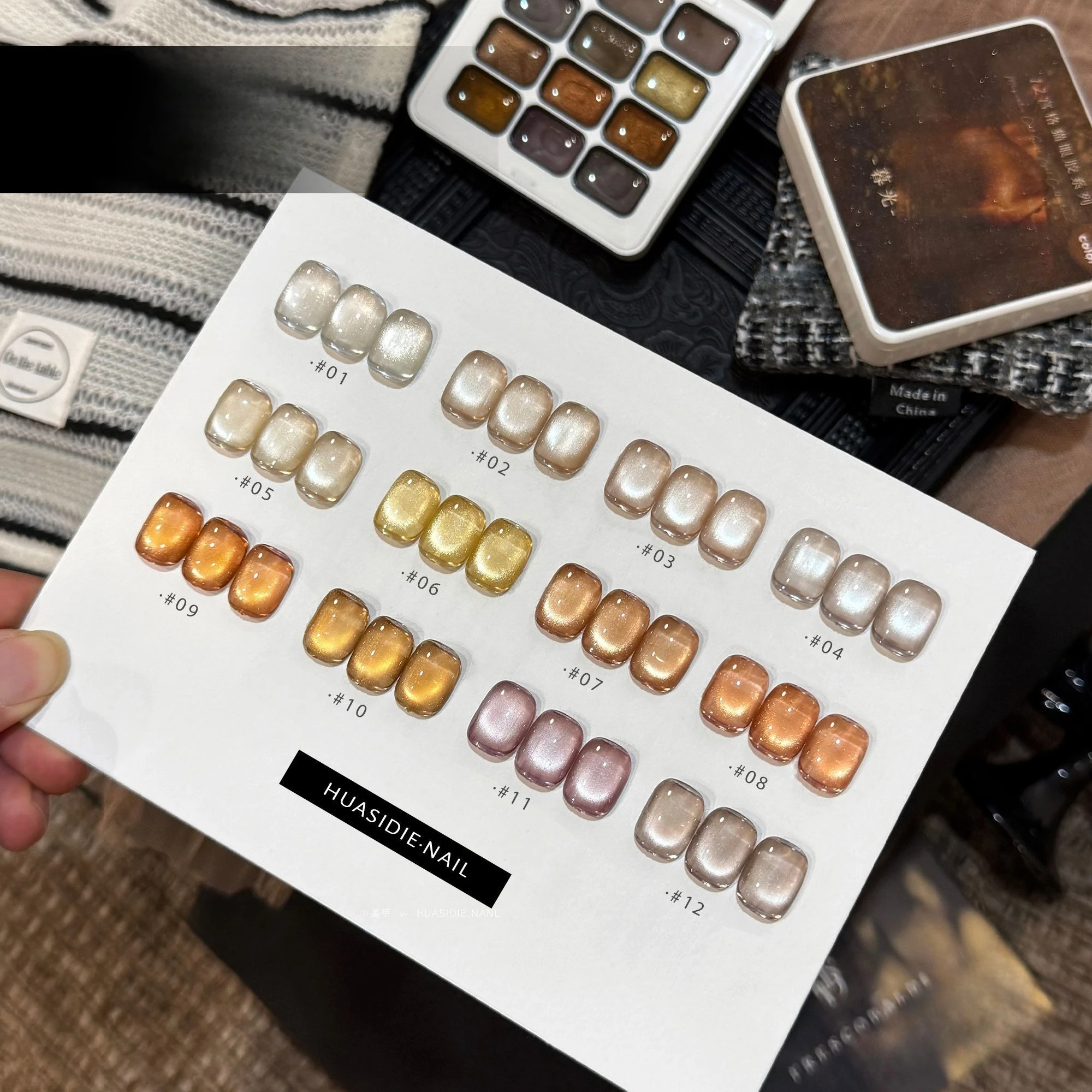 

12Grids Water Light Gold Cat Magnetic Nail Gel Semi Permanent Manicure Soak Off LED UV Gel Crystal Pink Magnetic Gel For Nails