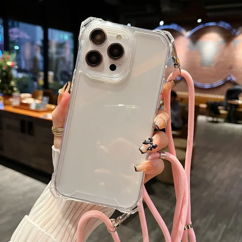 Stoßfeste Transparente Hülle für Samsung S26 S24 FE S25 Ultra S23 Plus S22 S21 A36 mit Umhängeband und Halsriemen – Detail 18