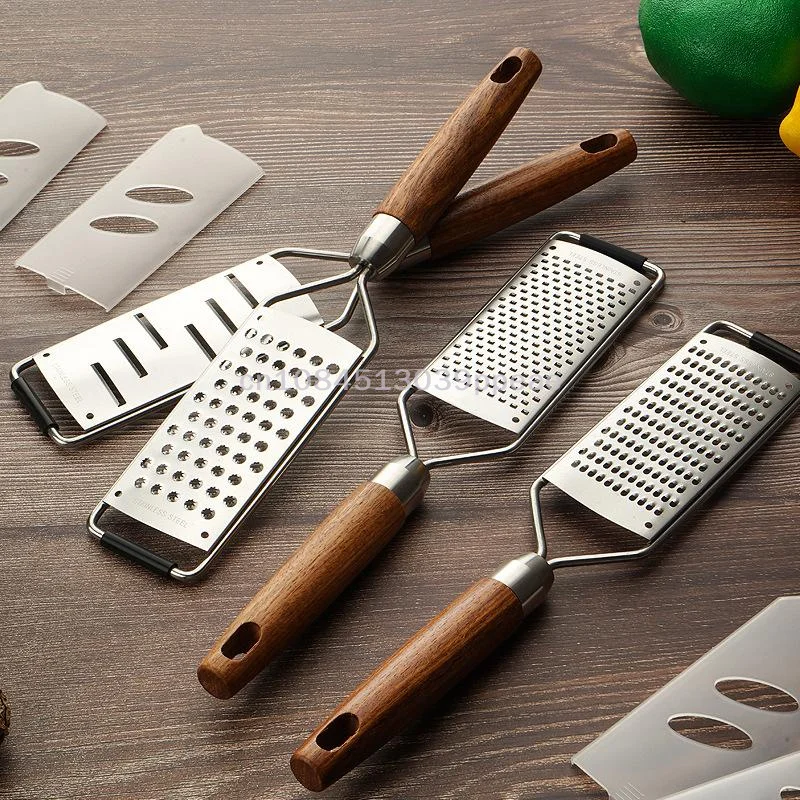 {QTG333} Cheese Grater With Natural Wood Handle Stainless Steel Zester Grater Kitchen Citrus Zester Tool For Ginger