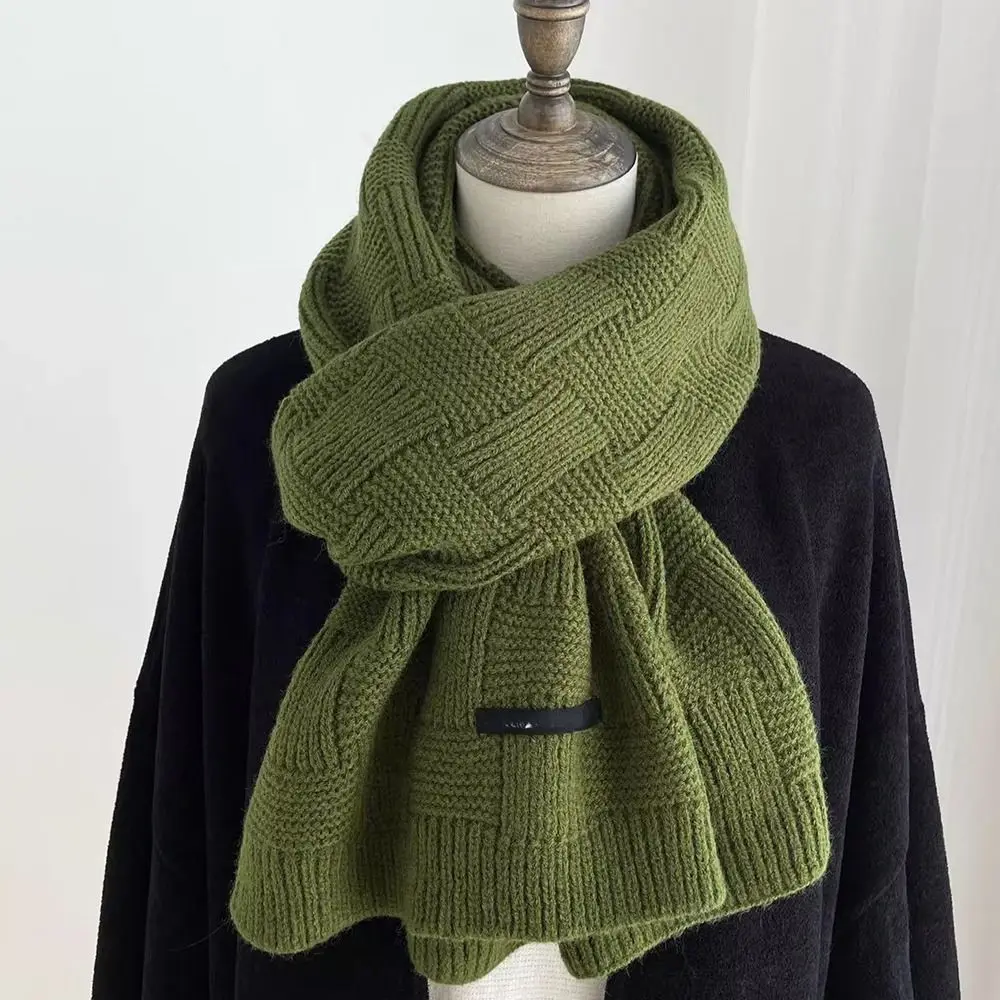 

Windproof Knitted Warm Scarf Imitation Cashmere Thickened Versatile Scarf Solid Color Neck Warmer Winter Ladies Shawl