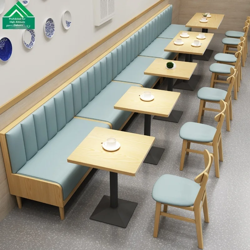 Modern Restaurant Table Chair Set Solid Wood Square Dining Combo for Cafe Burger Shop and Hot Pot