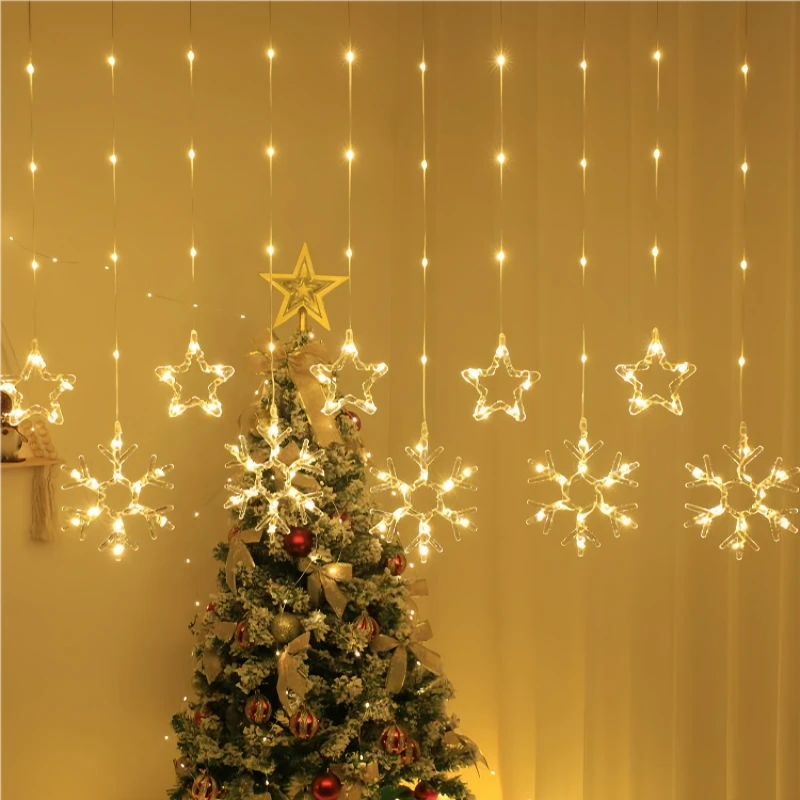 Christmas Curtain Lights 3M 10 Branches USB Powered Remote Control 8 Modes LED Fairy Lights for Window Home Decor