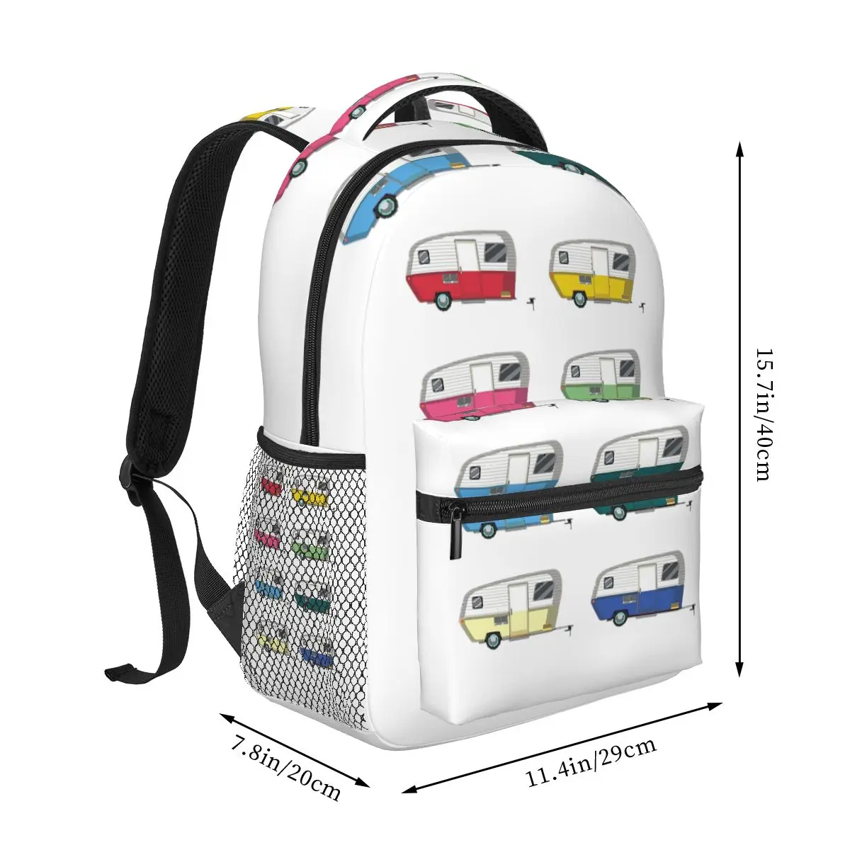 Colourful Vintage Eriba Puck Caravan Daisy Backpack Hot Sale Daypack Kids BookBag School Bag Shoulder Bags for Men Women