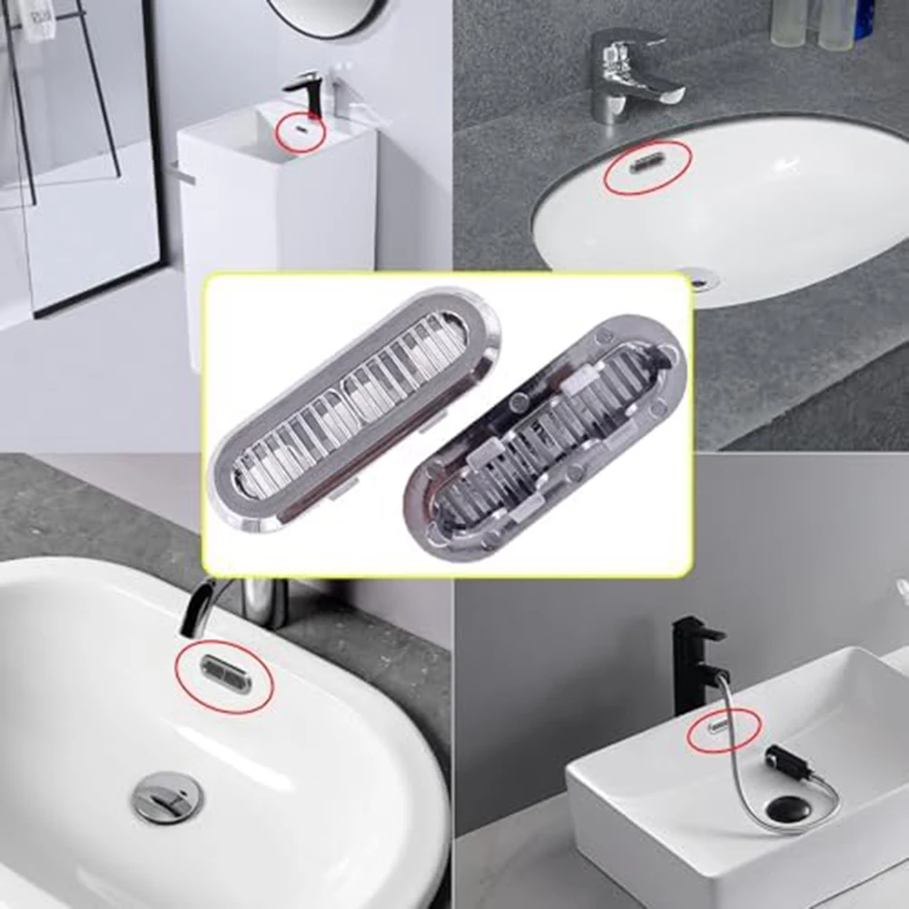 

4 PCS Overflow Cover Stylish Sink Trim Overflow Covers Install & Resistant Under-Sink Countertop Filtration Home Improvement